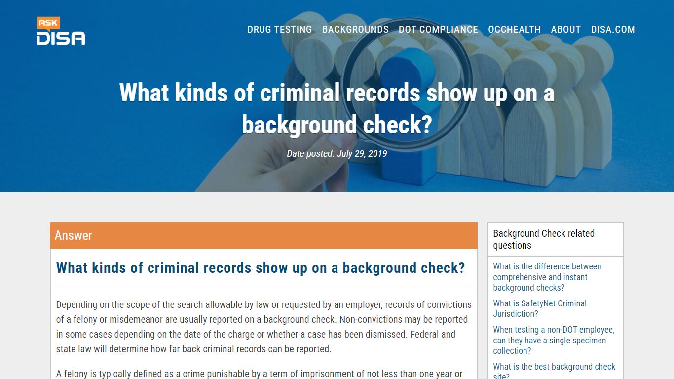 What kinds of criminal records show up on a background check? - DISA